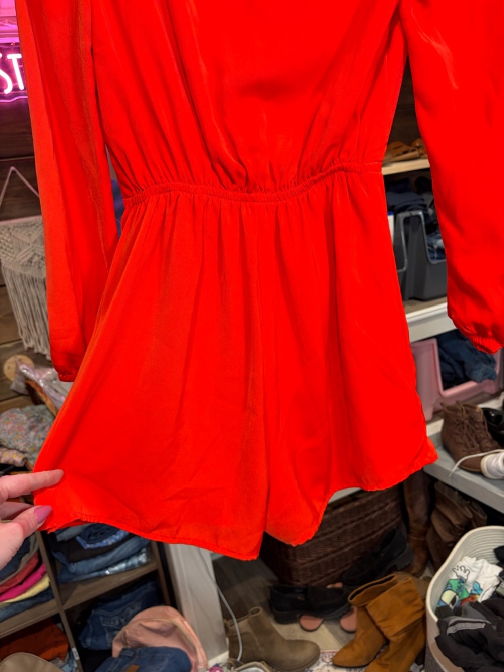 Gorgeous vibrant satin wrap tie romper ballon sleeves lined NWT - Picture 5 of 13